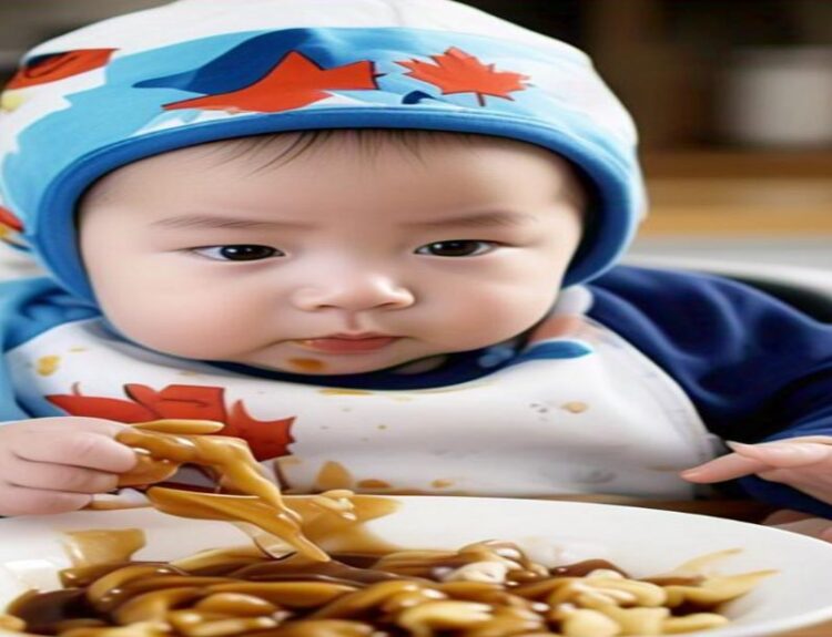 Baby enjoying poutine