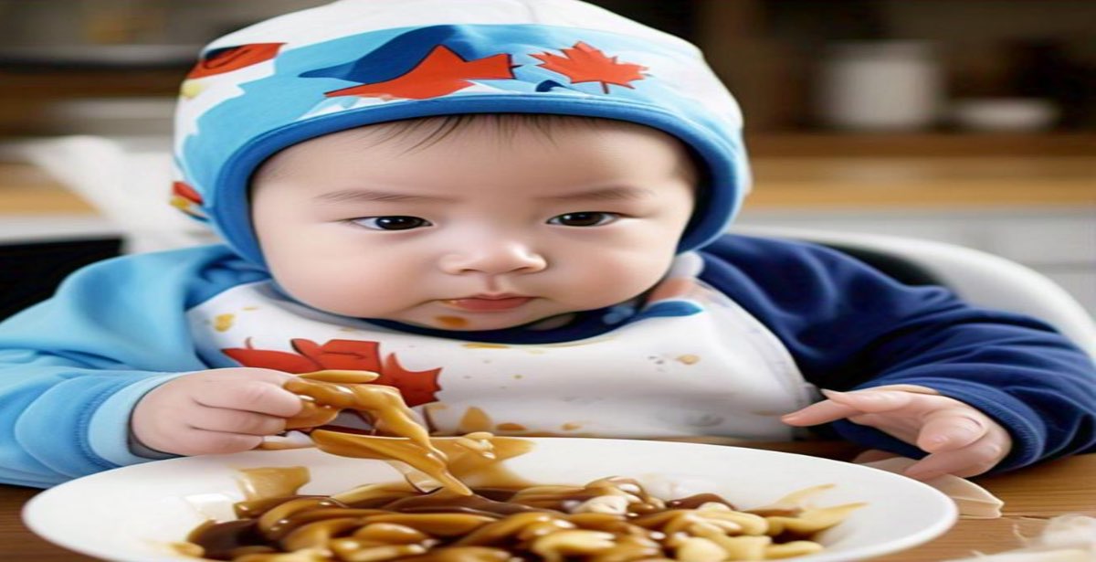 Baby enjoying poutine